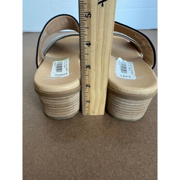 NWT Dansko Theresa Gray/Black Leather Multi-Strap Slip-On Block Heel Sandal 10.5 - Picture 8 of 11